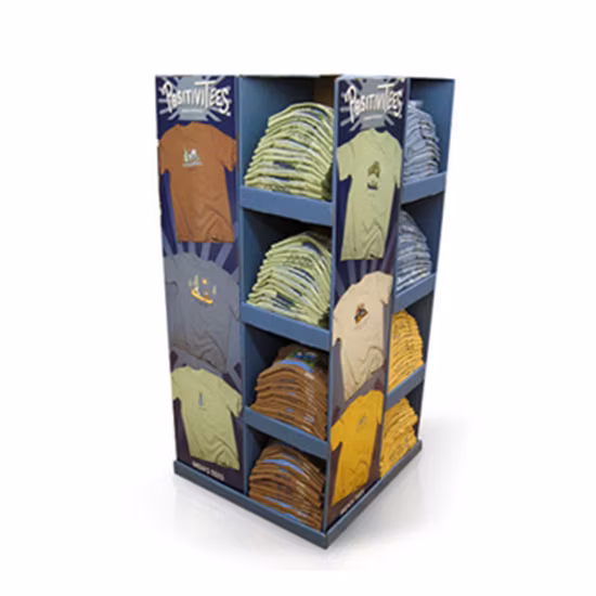 T-shirt sous le présentoir de carton de palette de supports d'affichage de magasin d'habillement d'usure